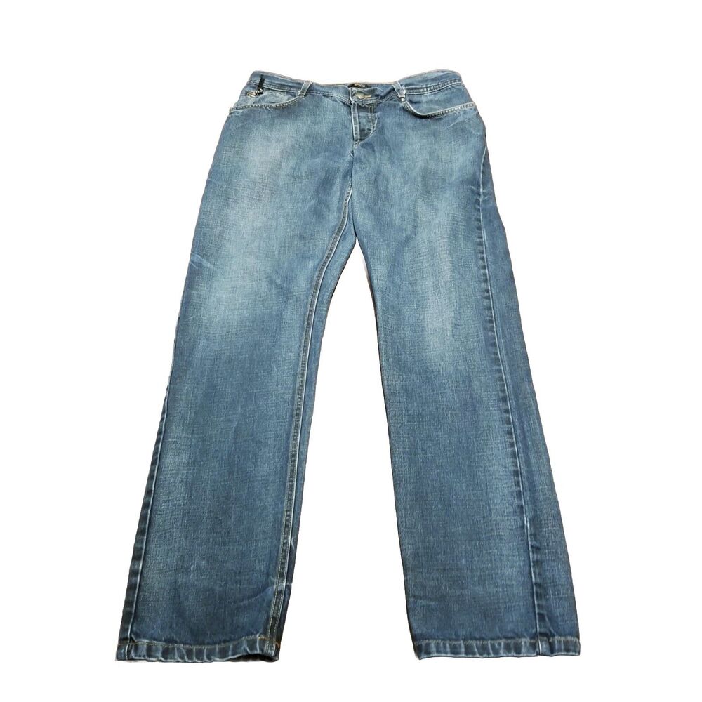 CNC Costume National Men's Jeans Blue Straight Button Fly Cotton Denim (34x33.5)